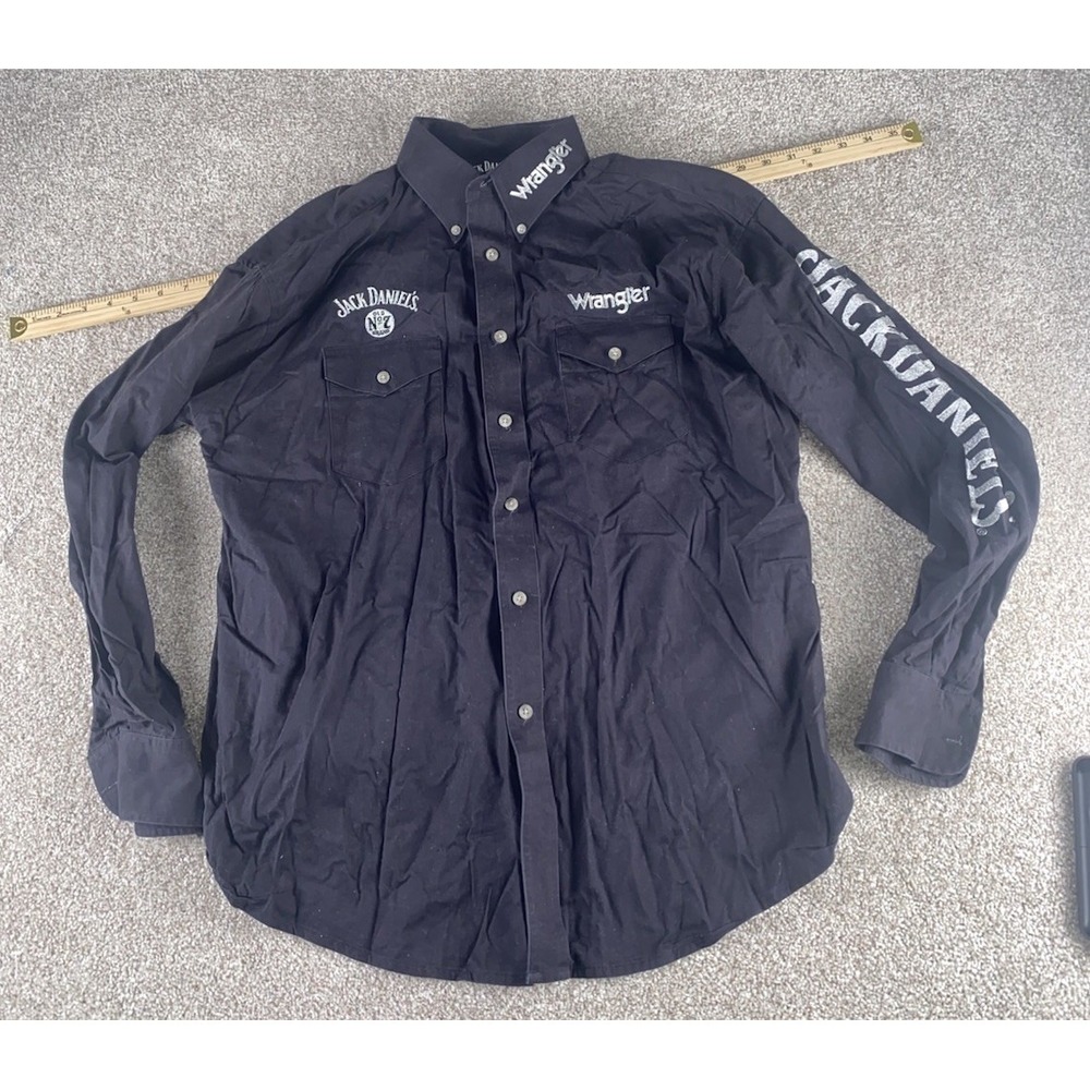 Wrangler X Jack Daniels Collab Black Old No. 7  Button Down Shirt Mens L Western - Picture 2 of 8